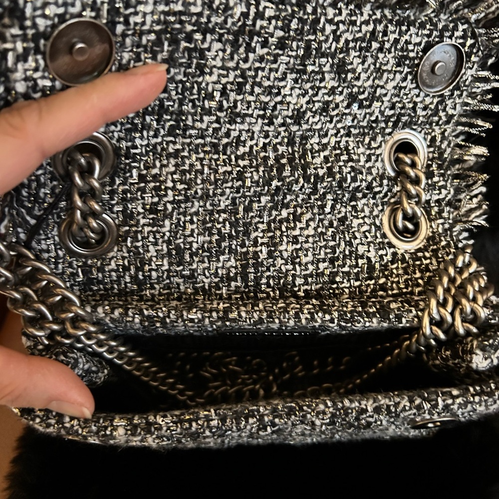 Kurt Geiger Black and White Tweed Shoulder Bag - Picture 5 of 6